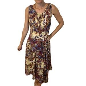VTG Y2K Evan Picone Floral V Neck Fit & Flare Asymmetric Midi Dress Sz 10 Fairy